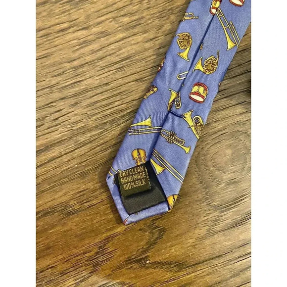 Alynn Vintage Silk Neck Tie Brass Section Music Jazz Instrument Band 100% Silk - Picture 3 of 4